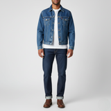 Men's Classic Mid-Wash Blue Denim Trucker Jacket