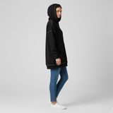 Women's Oversized Black Tunic Hoodie with Contrast Stitching