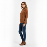 Women's Chestnut Brown Textured Mock Neck Sweater
