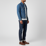 Men's Classic Mid-Wash Blue Denim Trucker Jacket