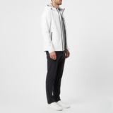 Men's White Full-Zip Hooded Softshell Performance Jacket