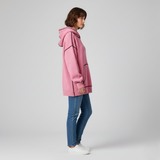 Women's Pink Knit Hoodie with Contrast Stitching