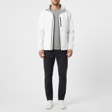 Men's White Full-Zip Hooded Softshell Performance Jacket