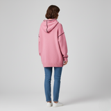 Women's Pink Knit Hoodie with Contrast Stitching