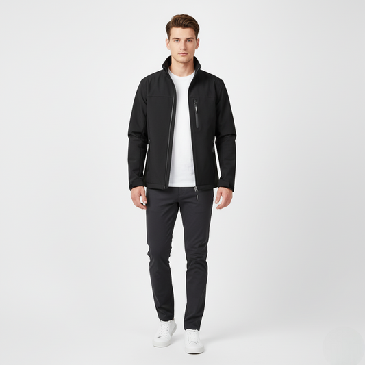 Men's Black Water-Resistant Softshell Performance Jacket