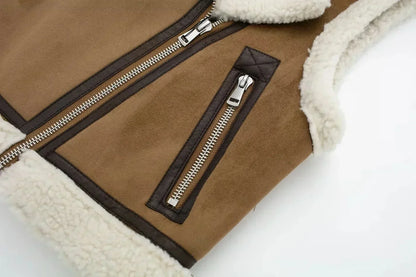 Asymmetric cardigan with zipper for women