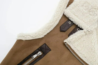 Asymmetric cardigan with zipper for women